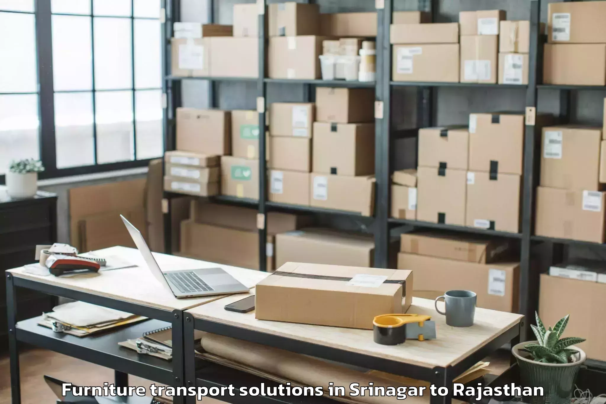 Affordable Srinagar to Bhim Furniture Transport Solutions